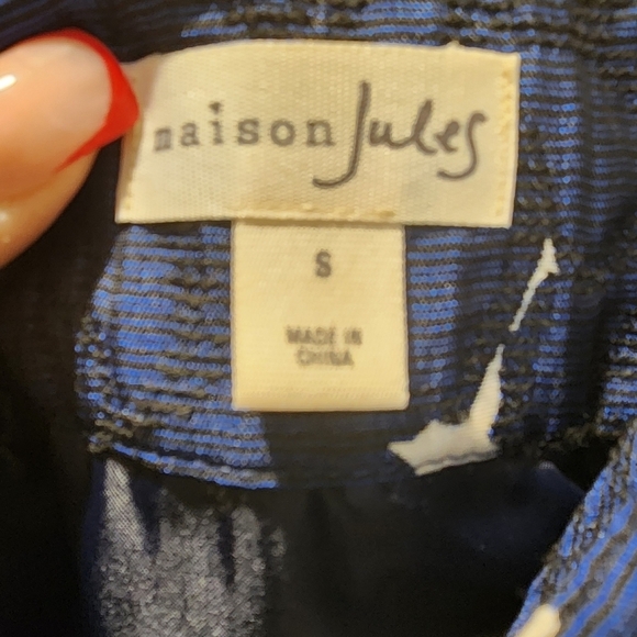 MAISON JULES Cream and Navy Floral A Line Mini Skirt size S - Picture 11 of 14